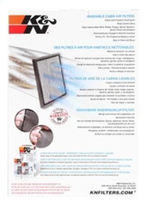 Chevrolet 1500 Cabin Air Filter - K&N Engineering - Washable - `99-`02 Chevrolet 1500 Cabin Air Filter - K&N Engineering - Washable - `99-`02